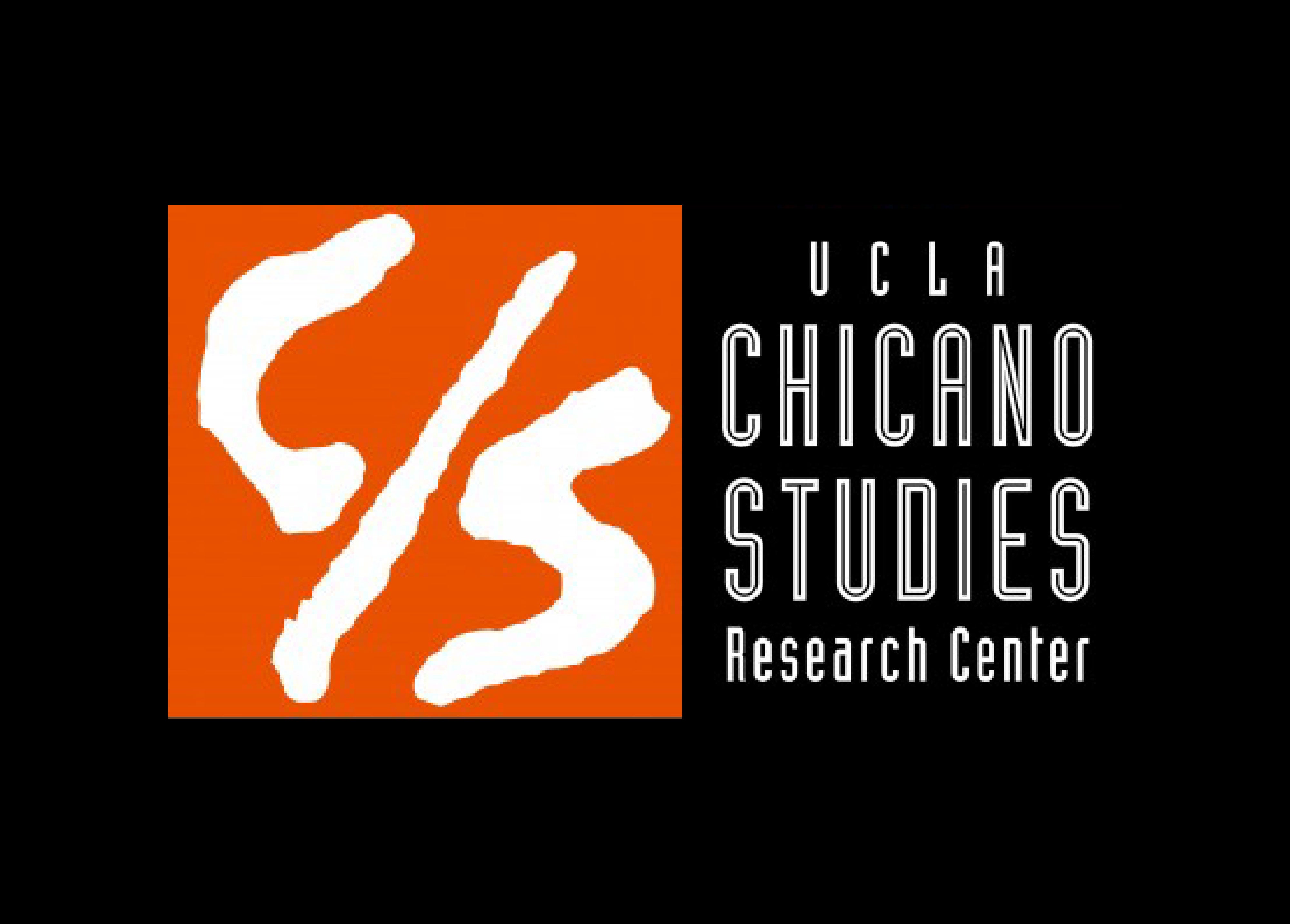 Logo for the UCLA Chicano Studies Research Center, featuring stylized white letters 'C/S' on an orange background, with black text to the right.