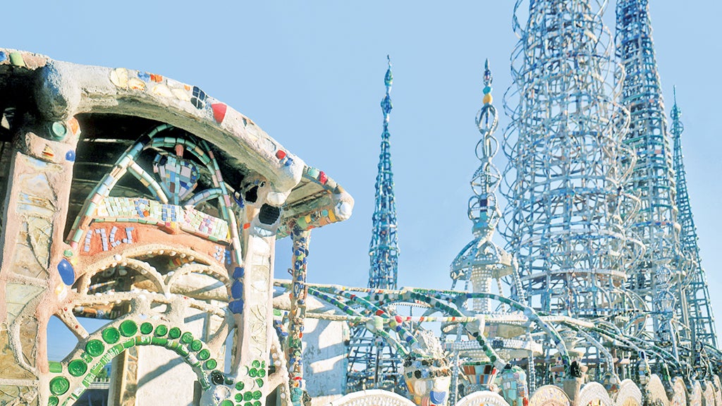 The Watts Towers by Simon Rodia sit on the artist’s original residential property.