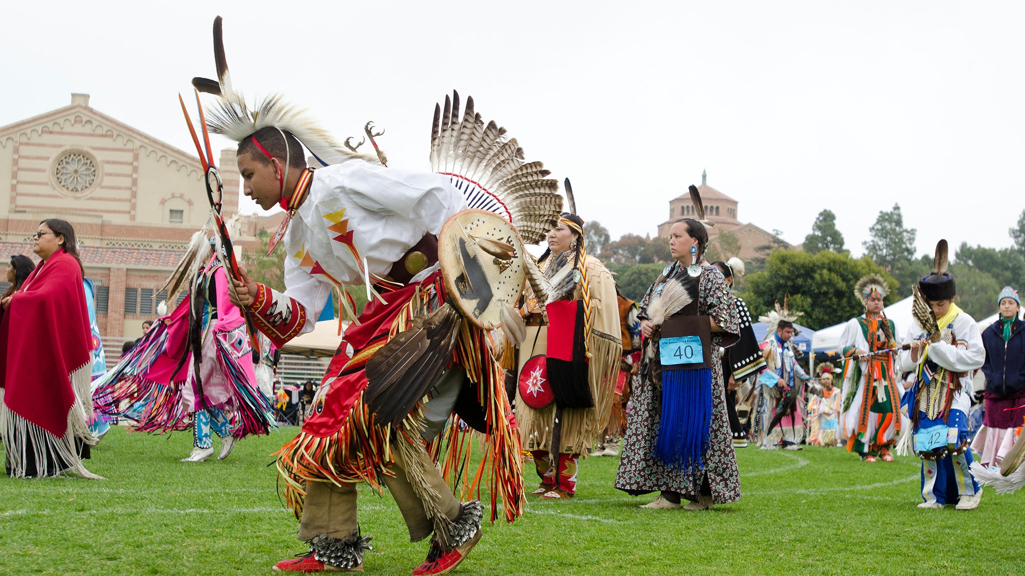 American Indian tribes participate in the annual Pow Wow.