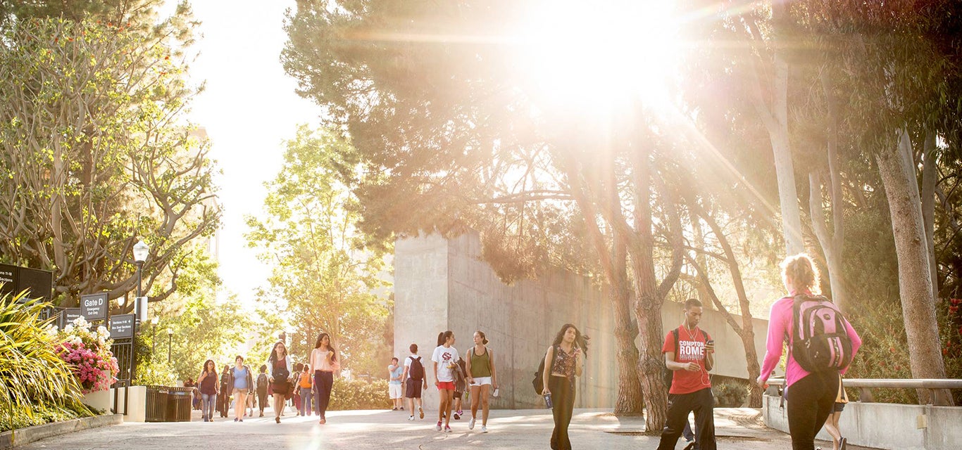 Student's walking to campus from the residence halls